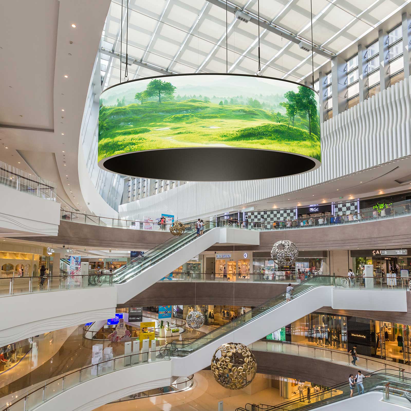 Indoor Cylindrical LED Display Curve LED Screen Advertising Display for Shopping Mall Exhibition Museum